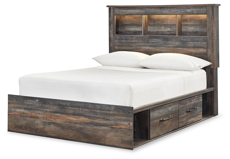 Drystan Full Bookcase Bed with 2 Storage Drawers with Mirrored Dresser and Chest at Towne & Country Furniture (AL) furniture, home furniture, home decor, sofa, bedding