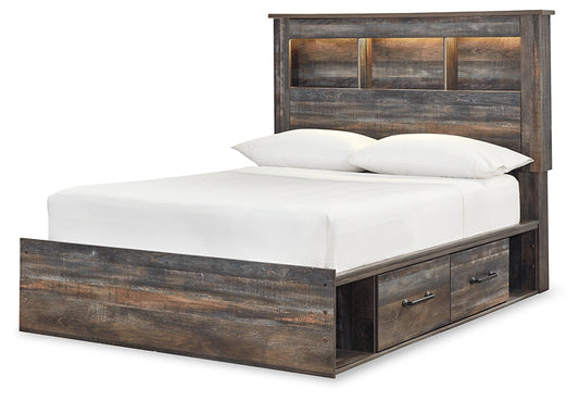 Drystan Full Bookcase Bed with 2 Storage Drawers with Mirrored Dresser and Chest at Towne & Country Furniture (AL) furniture, home furniture, home decor, sofa, bedding