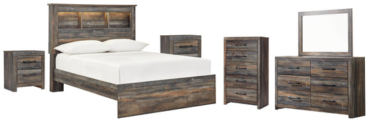 Drystan Full Bookcase Bed with Mirrored Dresser, Chest and 2 Nightstands at Towne & Country Furniture (AL) furniture, home furniture, home decor, sofa, bedding