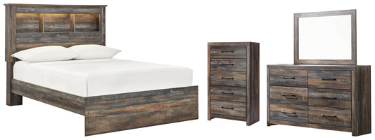 Drystan Full Bookcase Bed with Mirrored Dresser and Chest at Towne & Country Furniture (AL) furniture, home furniture, home decor, sofa, bedding