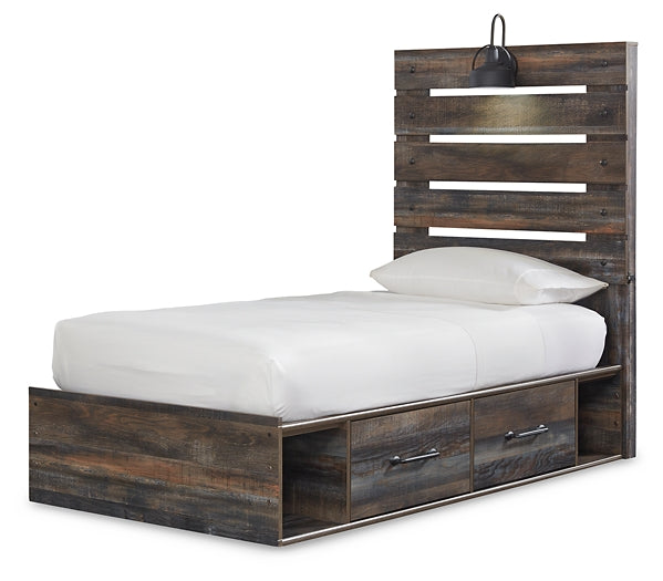 Drystan Full Panel Bed with 4 Storage Drawers with Mirrored Dresser, Chest and Nightstand at Towne & Country Furniture (AL) furniture, home furniture, home decor, sofa, bedding