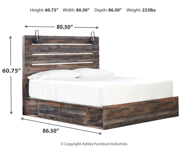 Drystan King Panel Bed with 2 Storage Drawers with Mirrored Dresser and Nightstand at Towne & Country Furniture (AL) furniture, home furniture, home decor, sofa, bedding