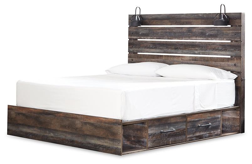 Drystan King Panel Bed with 2 Storage Drawers with Mirrored Dresser at Towne & Country Furniture (AL) furniture, home furniture, home decor, sofa, bedding