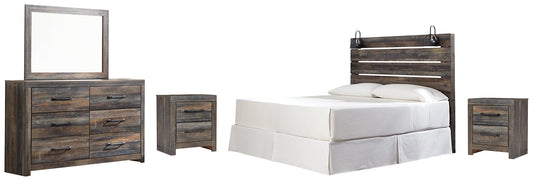 Drystan King Panel Headboard with Mirrored Dresser and 2 Nightstands at Towne & Country Furniture (AL) furniture, home furniture, home decor, sofa, bedding