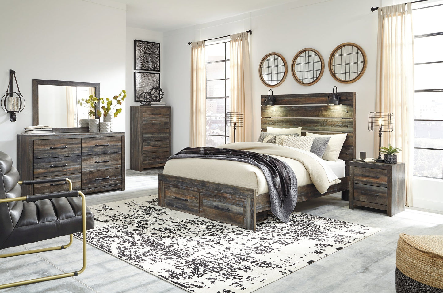 Drystan  Panel Bed With 2 Storage Drawers With Mirrored Dresser And Chest at Towne & Country Furniture (AL) furniture, home furniture, home decor, sofa, bedding