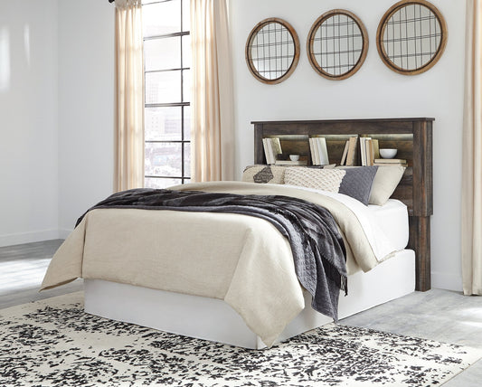Drystan Queen/Full Bookcase Headboard with Mirrored Dresser and Chest at Towne & Country Furniture (AL) furniture, home furniture, home decor, sofa, bedding