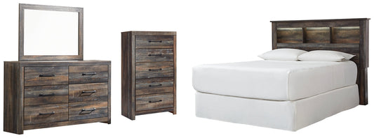 Drystan Queen/Full Bookcase Headboard with Mirrored Dresser and Chest at Towne & Country Furniture (AL) furniture, home furniture, home decor, sofa, bedding
