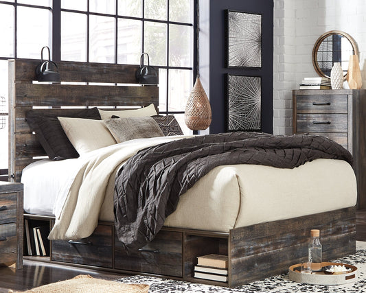 Drystan Queen Panel Bed with 2 Storage Drawers with Mirrored Dresser, Chest and Nightstand at Towne & Country Furniture (AL) furniture, home furniture, home decor, sofa, bedding