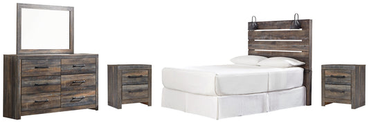 Drystan Queen Panel Headboard with Mirrored Dresser and 2 Nightstands at Towne & Country Furniture (AL) furniture, home furniture, home decor, sofa, bedding