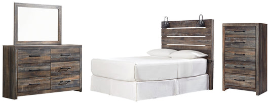 Drystan Queen Panel Headboard with Mirrored Dresser and Chest at Towne & Country Furniture (AL) furniture, home furniture, home decor, sofa, bedding