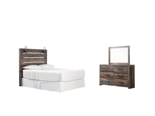 Drystan Queen Panel Headboard with Mirrored Dresser at Towne & Country Furniture (AL) furniture, home furniture, home decor, sofa, bedding