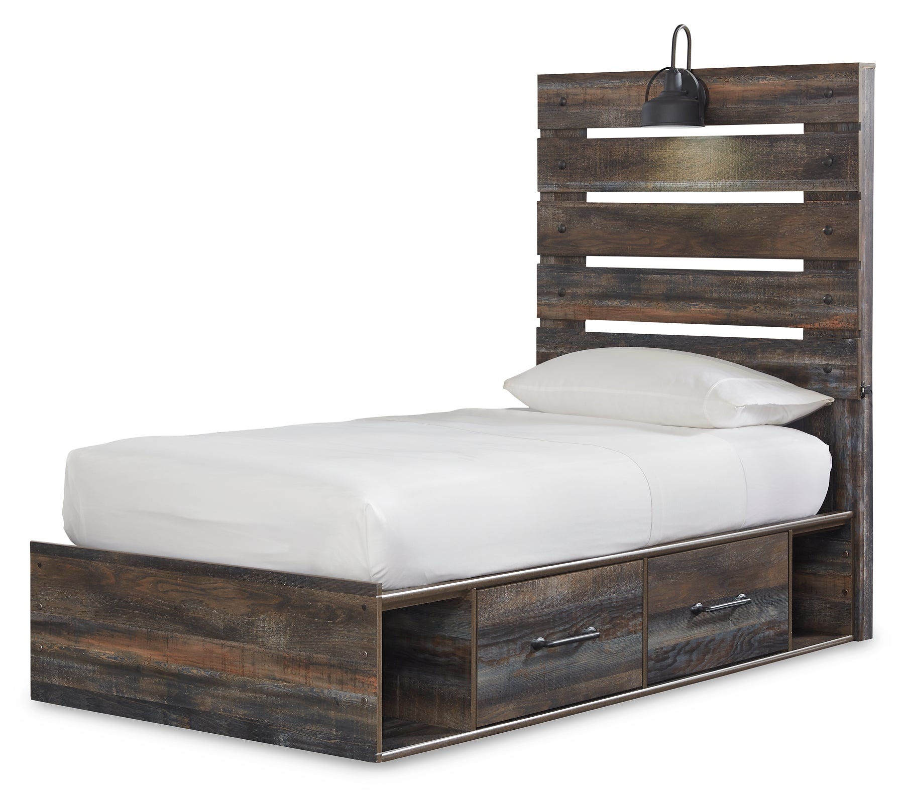 Drystan Twin Panel Bed with 4 Storage Drawers with Mirrored Dresser and 2 Nightstands at Towne & Country Furniture (AL) furniture, home furniture, home decor, sofa, bedding