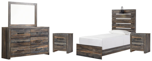 Drystan Twin Panel Bed with Mirrored Dresser and 2 Nightstands at Towne & Country Furniture (AL) furniture, home furniture, home decor, sofa, bedding
