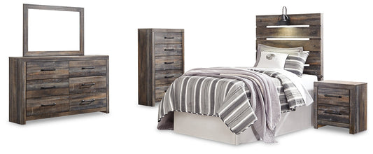 Drystan Twin Panel Headboard with Mirrored Dresser, Chest and Nightstand at Towne & Country Furniture (AL) furniture, home furniture, home decor, sofa, bedding