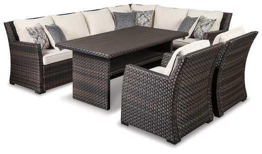 Easy Isle 3-Piece Outdoor Sectional with 2 Chairs and Coffee Table at Towne & Country Furniture (AL) furniture, home furniture, home decor, sofa, bedding