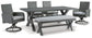Elite Park Outdoor Dining Table and 4 Chairs and Bench at Towne & Country Furniture (AL) furniture, home furniture, home decor, sofa, bedding