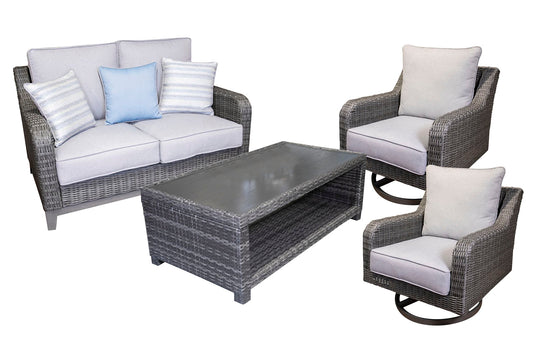 Elite Park Outdoor Loveseat and 2 Lounge Chairs with Coffee Table at Towne & Country Furniture (AL) furniture, home furniture, home decor, sofa, bedding