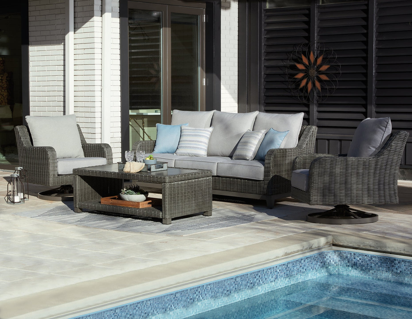 Elite Park Outdoor Sofa and 2 Chairs with Coffee Table at Towne & Country Furniture (AL) furniture, home furniture, home decor, sofa, bedding