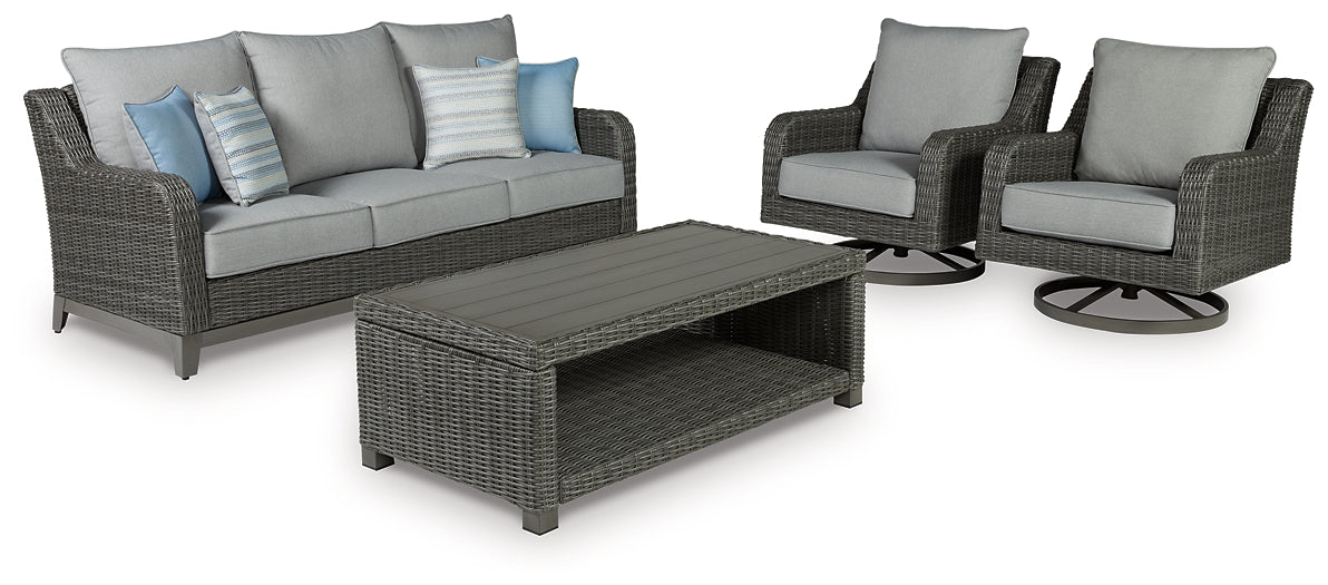 Elite Park Outdoor Sofa and 2 Chairs with Coffee Table at Towne & Country Furniture (AL) furniture, home furniture, home decor, sofa, bedding