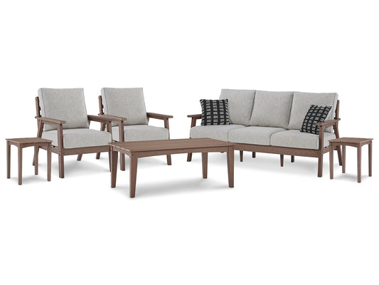 Emmeline Outdoor Sofa and  2 Lounge Chairs with Coffee Table and 2 End Tables at Towne & Country Furniture (AL) furniture, home furniture, home decor, sofa, bedding
