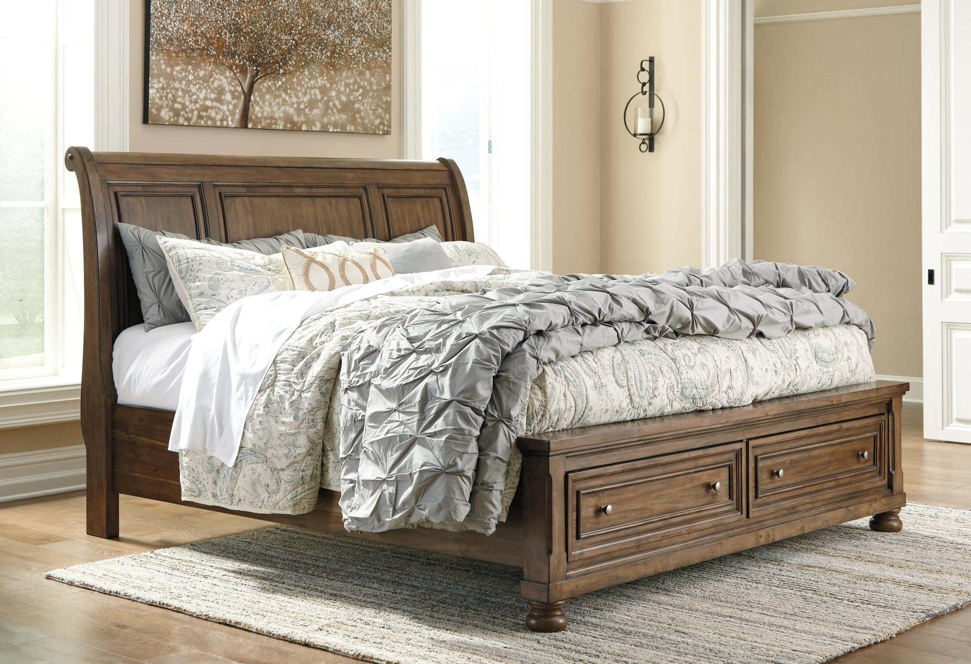 Flynnter  Sleigh Bed With 2 Storage Drawers With Dresser With Dresser at Towne & Country Furniture (AL) furniture, home furniture, home decor, sofa, bedding