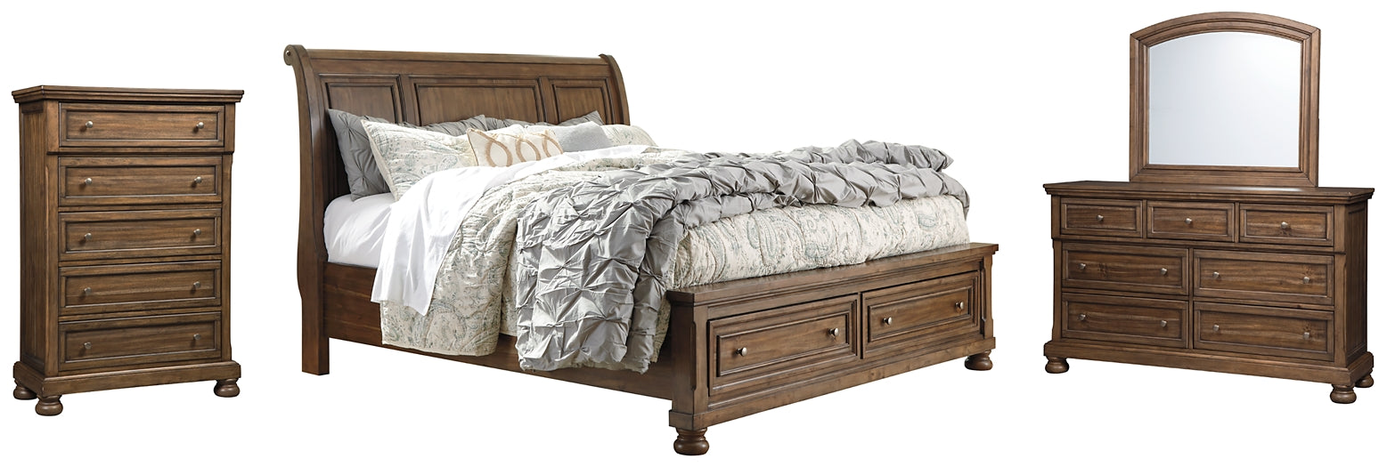 Flynnter  Sleigh Bed With 2 Storage Drawers With Mirrored Dresser And Chest at Towne & Country Furniture (AL) furniture, home furniture, home decor, sofa, bedding