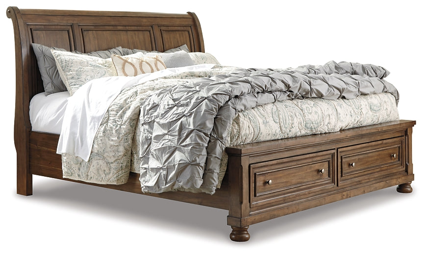 Flynnter  Sleigh Bed With 2 Storage Drawers With Mirrored Dresser, Chest And 2 Nightstands at Towne & Country Furniture (AL) furniture, home furniture, home decor, sofa, bedding
