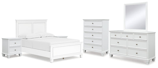 Fortman Full Panel Bed with Mirrored Dresser, Chest and 2 Nightstands at Towne & Country Furniture (AL) furniture, home furniture, home decor, sofa, bedding