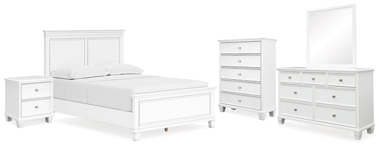 Fortman Full Panel Bed with Mirrored Dresser, Chest and Nightstand at Towne & Country Furniture (AL) furniture, home furniture, home decor, sofa, bedding