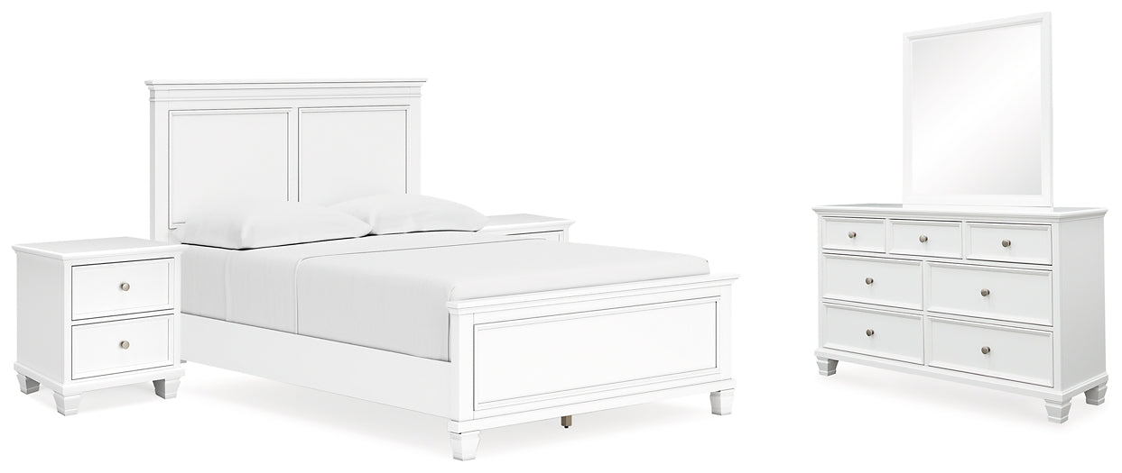 Fortman Full Panel Bed with Mirrored Dresser and 2 Nightstands at Towne & Country Furniture (AL) furniture, home furniture, home decor, sofa, bedding