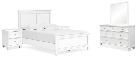 Fortman Full Panel Bed with Mirrored Dresser and 2 Nightstands at Towne & Country Furniture (AL) furniture, home furniture, home decor, sofa, bedding