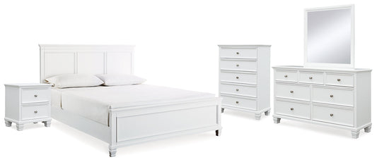 Fortman King Panel Bed with Mirrored Dresser, Chest and Nightstand at Towne & Country Furniture (AL) furniture, home furniture, home decor, sofa, bedding