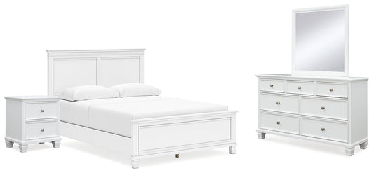 Fortman Queen Panel Bed with Mirrored Dresser and Nightstand at Towne & Country Furniture (AL) furniture, home furniture, home decor, sofa, bedding