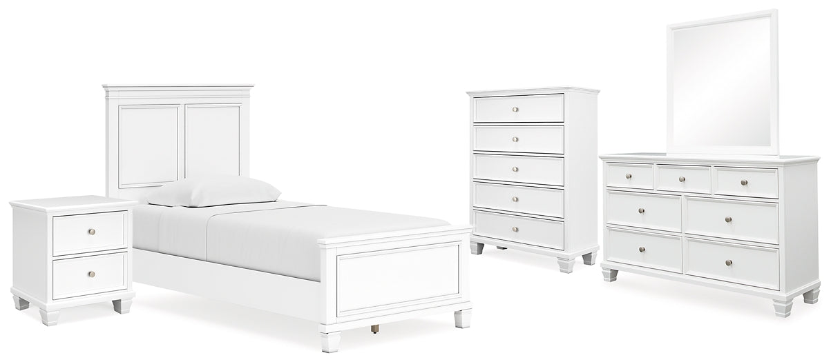 Fortman Twin Panel Bed with Mirrored Dresser, Chest and Nightstand at Towne & Country Furniture (AL) furniture, home furniture, home decor, sofa, bedding