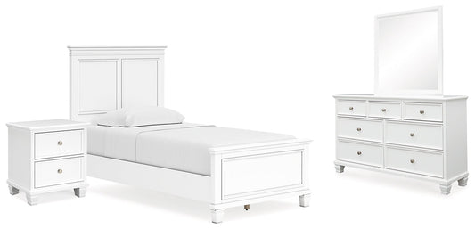 Fortman Twin Panel Bed with Mirrored Dresser and Nightstand at Towne & Country Furniture (AL) furniture, home furniture, home decor, sofa, bedding