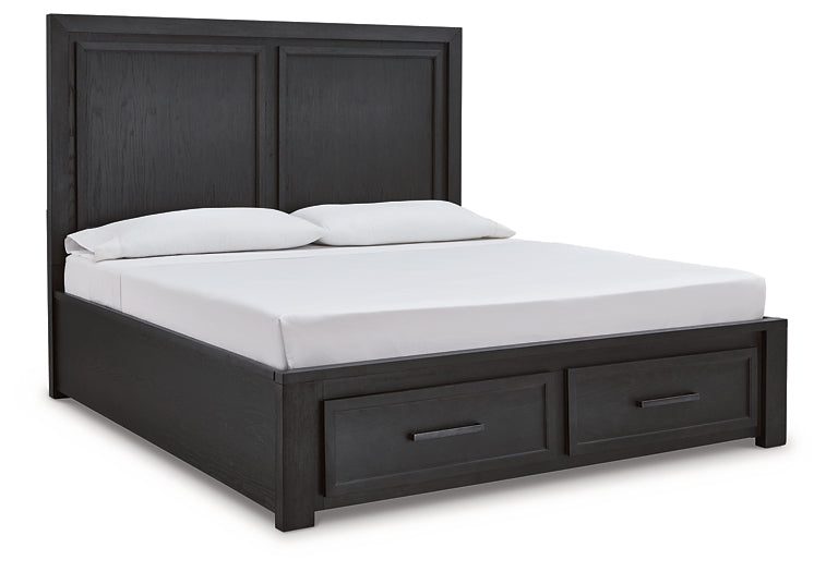 Foyland California King Panel Storage Bed with Mirrored Dresser and Chest at Towne & Country Furniture (AL) furniture, home furniture, home decor, sofa, bedding