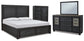 Foyland California King Panel Storage Bed with Mirrored Dresser and Chest at Towne & Country Furniture (AL) furniture, home furniture, home decor, sofa, bedding