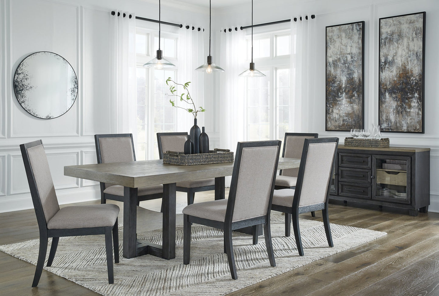 Foyland Dining Table and 6 Chairs with Storage at Towne & Country Furniture (AL) furniture, home furniture, home decor, sofa, bedding