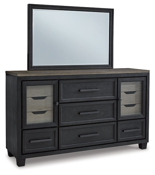 Foyland King Panel Storage Bed with Mirrored Dresser at Towne & Country Furniture (AL) furniture, home furniture, home decor, sofa, bedding