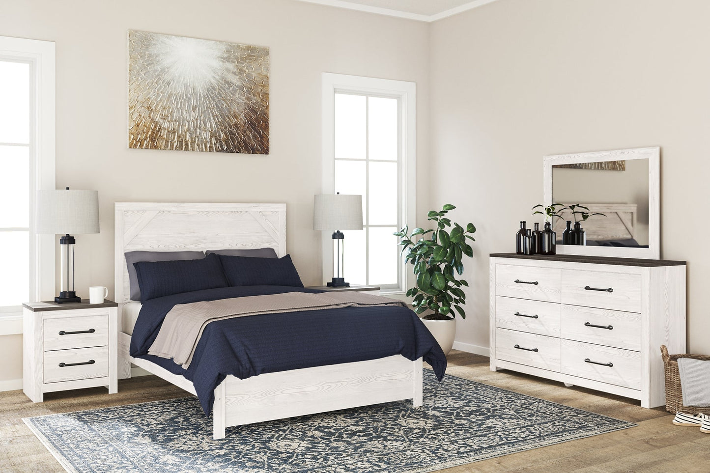 Gerridan Full Panel Bed with Mirrored Dresser and 2 Nightstands at Towne & Country Furniture (AL) furniture, home furniture, home decor, sofa, bedding