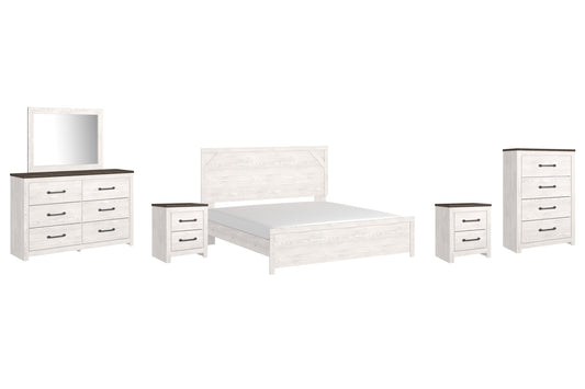 Gerridan King Panel Bed with Mirrored Dresser, Chest and 2 Nightstands at Towne & Country Furniture (AL) furniture, home furniture, home decor, sofa, bedding