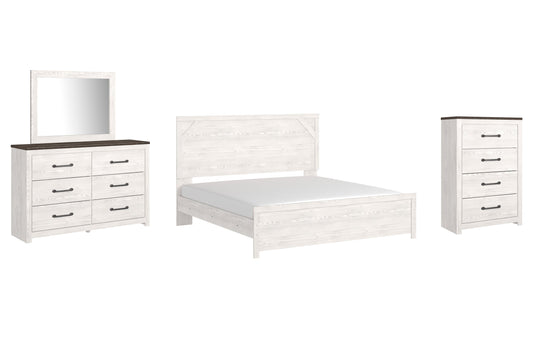 Gerridan King Panel Bed with Mirrored Dresser and Chest at Towne & Country Furniture (AL) furniture, home furniture, home decor, sofa, bedding