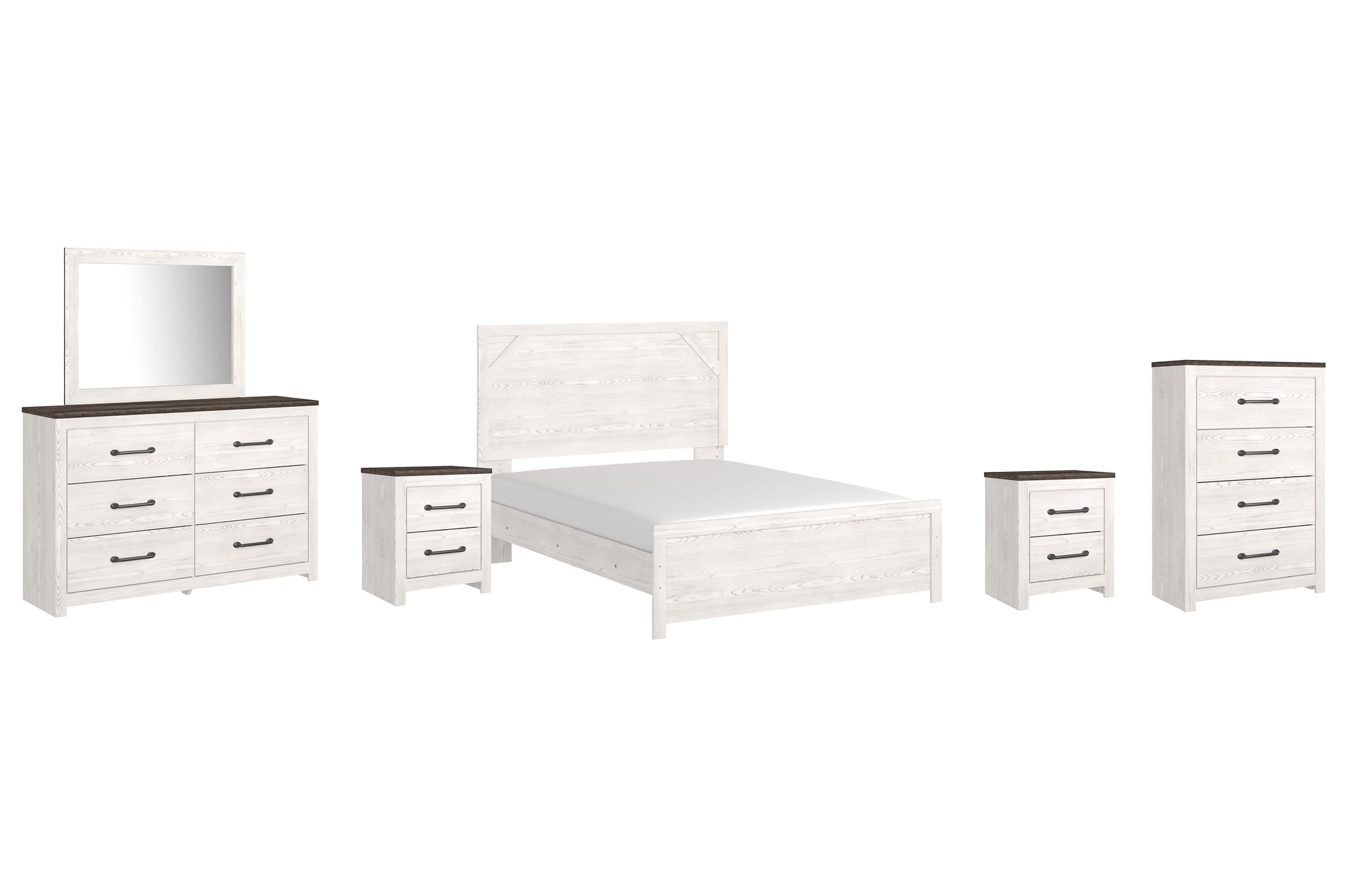 Gerridan Queen Panel Bed with Mirrored Dresser, Chest and 2 Nightstands at Towne & Country Furniture (AL) furniture, home furniture, home decor, sofa, bedding
