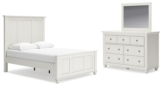 Grantoni Queen Panel Bed with Mirrored Dresser at Towne & Country Furniture (AL) furniture, home furniture, home decor, sofa, bedding
