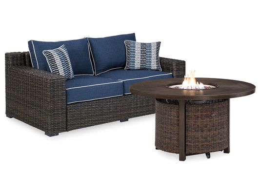 Grasson Lane Outdoor Loveseat with Fire Pit Table at Towne & Country Furniture (AL) furniture, home furniture, home decor, sofa, bedding