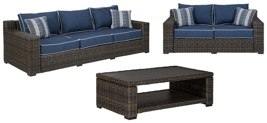 Grasson Lane Outdoor Sofa and Loveseat with Coffee Table at Towne & Country Furniture (AL) furniture, home furniture, home decor, sofa, bedding