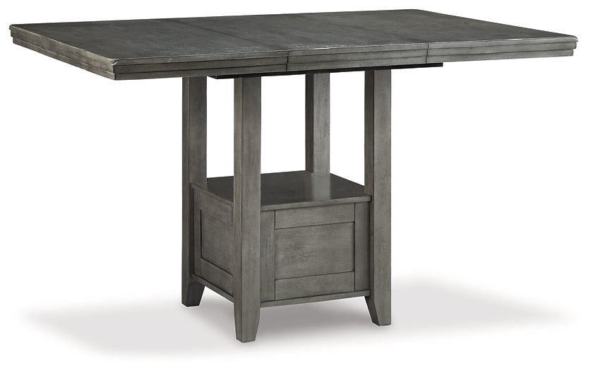 Hallanden Counter Height Dining Table and 4 Barstools with Storage at Towne & Country Furniture (AL) furniture, home furniture, home decor, sofa, bedding