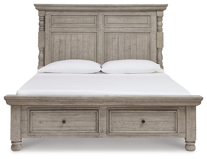 Harrastone California King Panel Bed with Mirrored Dresser and 2 Nightstands at Towne & Country Furniture (AL) furniture, home furniture, home decor, sofa, bedding