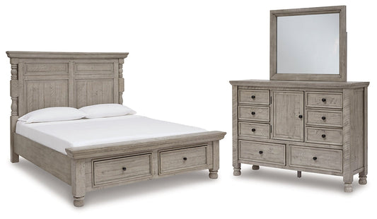 Harrastone California King Panel Bed with Mirrored Dresser at Towne & Country Furniture (AL) furniture, home furniture, home decor, sofa, bedding