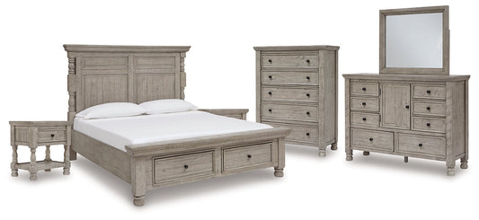 Harrastone Queen Panel Bed with Mirrored Dresser, Chest and 2 Nightstands at Towne & Country Furniture (AL) furniture, home furniture, home decor, sofa, bedding